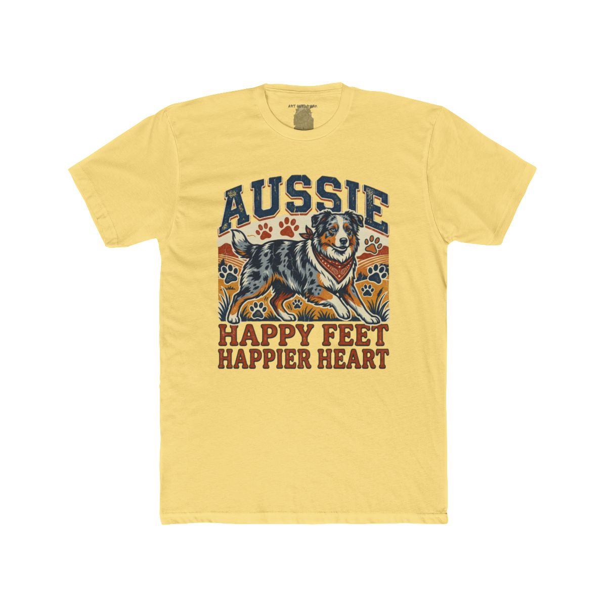 Aussie Happy Feet Happier Heart Tee | Australian Shepherd Dog Shirt - Image 3