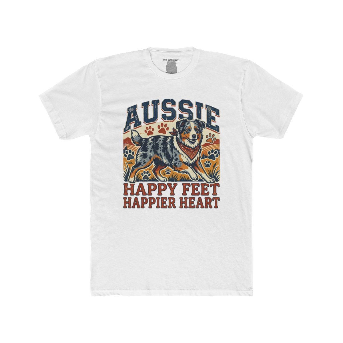 Aussie Happy Feet Happier Heart Tee | Australian Shepherd Dog Shirt - Image 13