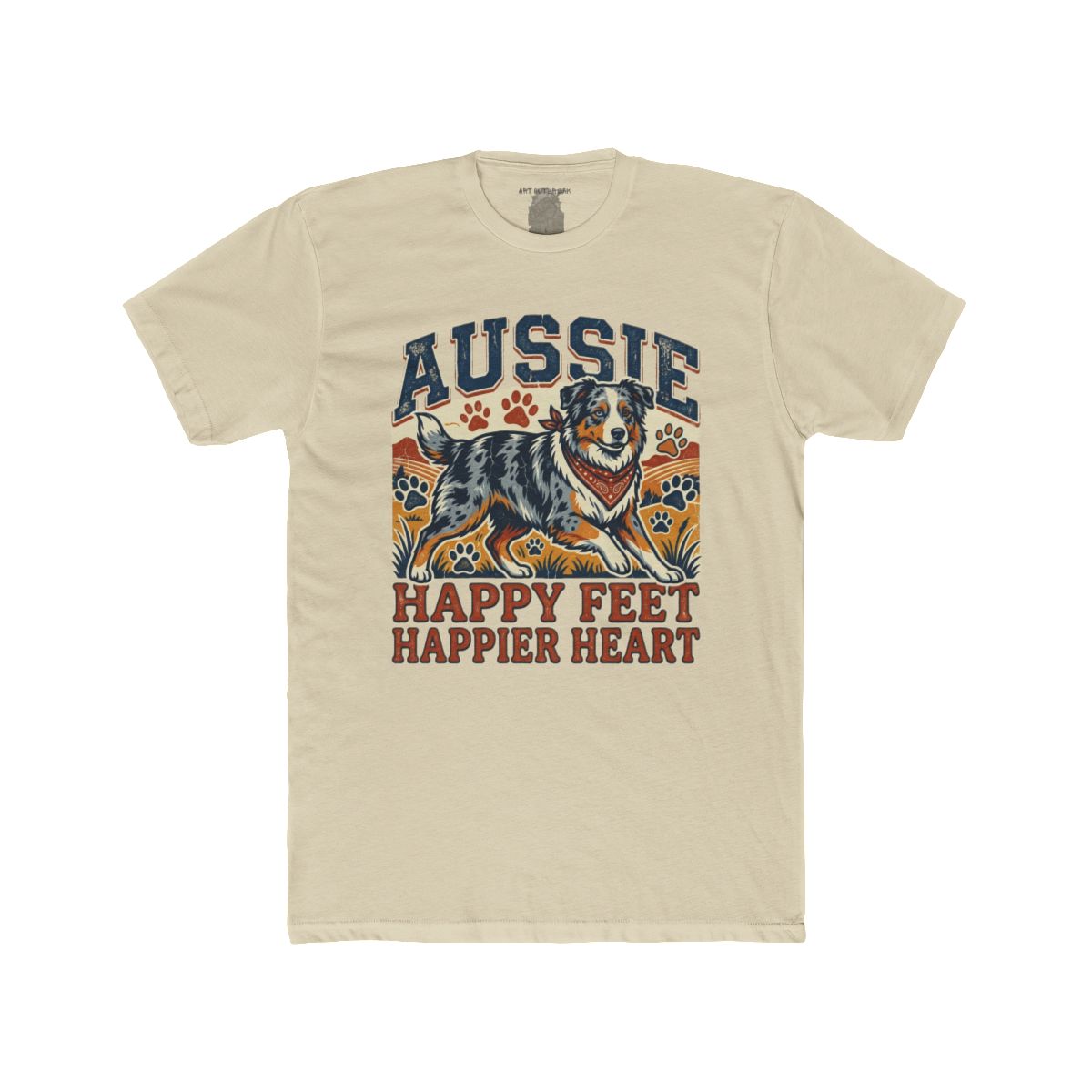 Aussie Happy Feet Happier Heart Tee | Australian Shepherd Dog Shirt - Image 4
