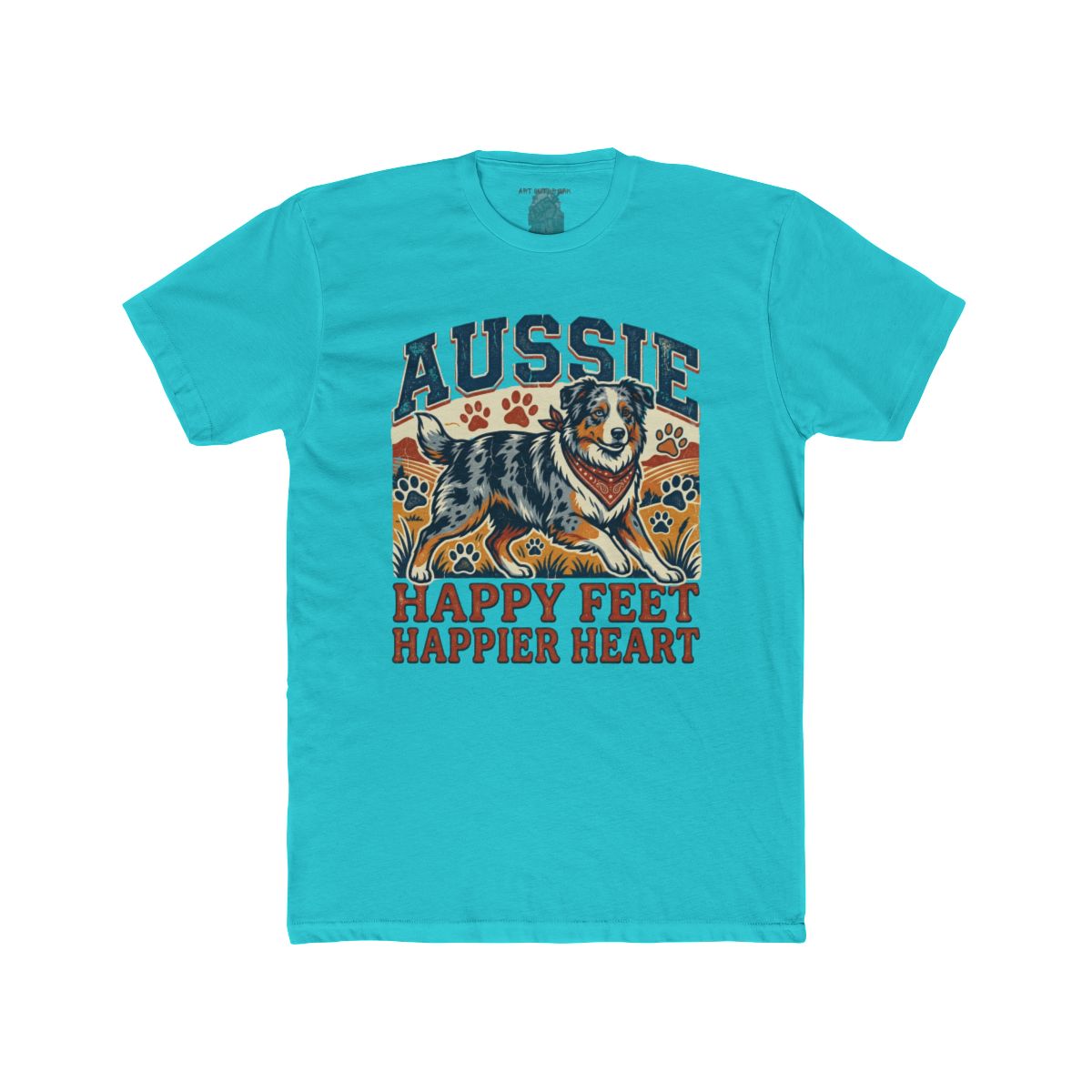 Aussie Happy Feet Happier Heart Tee | Australian Shepherd Dog Shirt - Image 11