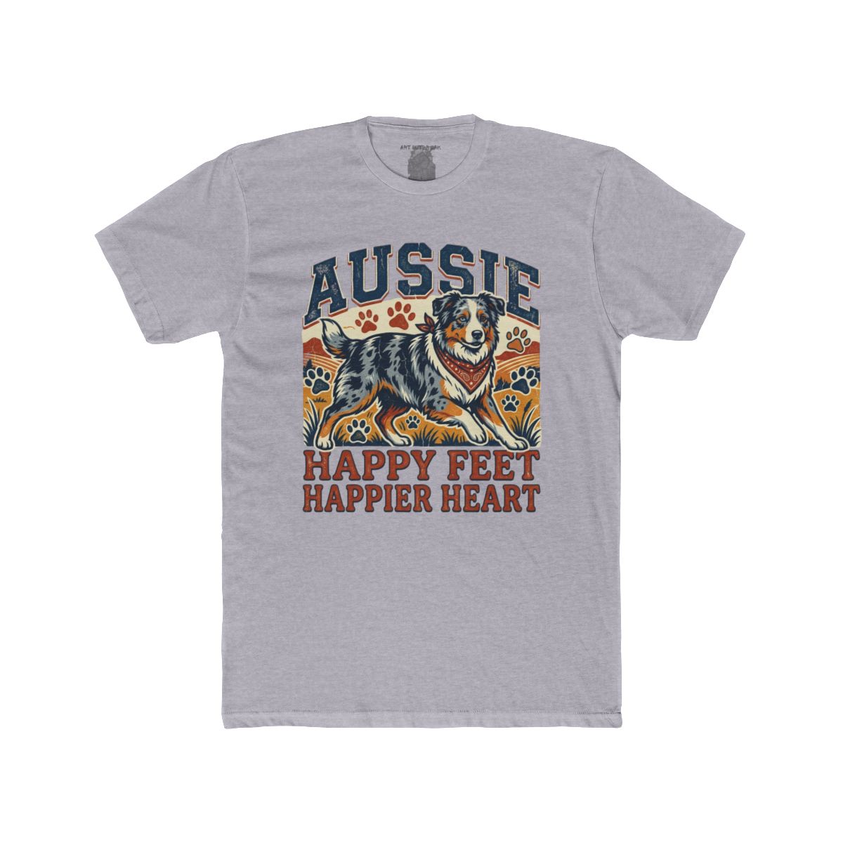 Aussie Happy Feet Happier Heart Tee | Australian Shepherd Dog Shirt - Image 2