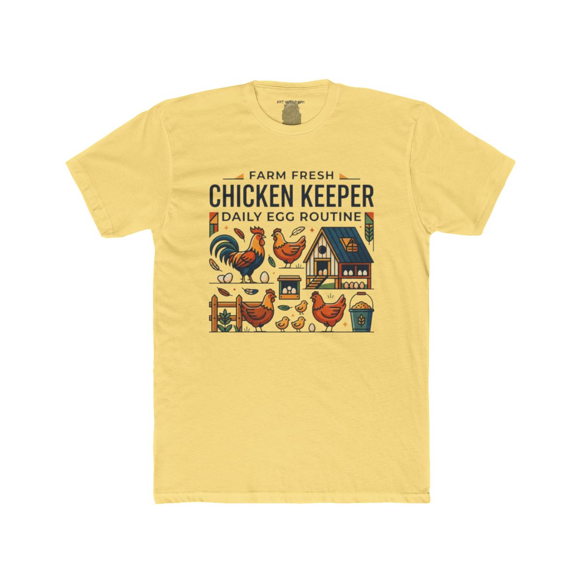 Farm Fresh Chicken Keeper Daily Egg Routine T-Shirt | Chicken Coop Illustration - Image 3
