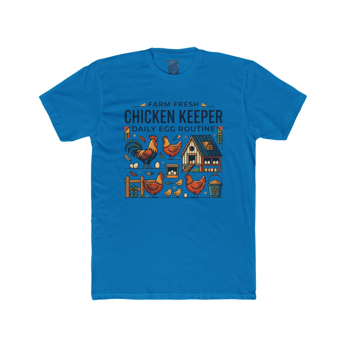 Farm Fresh Chicken Keeper Daily Egg Routine T-Shirt | Chicken Coop Illustration - Image 12