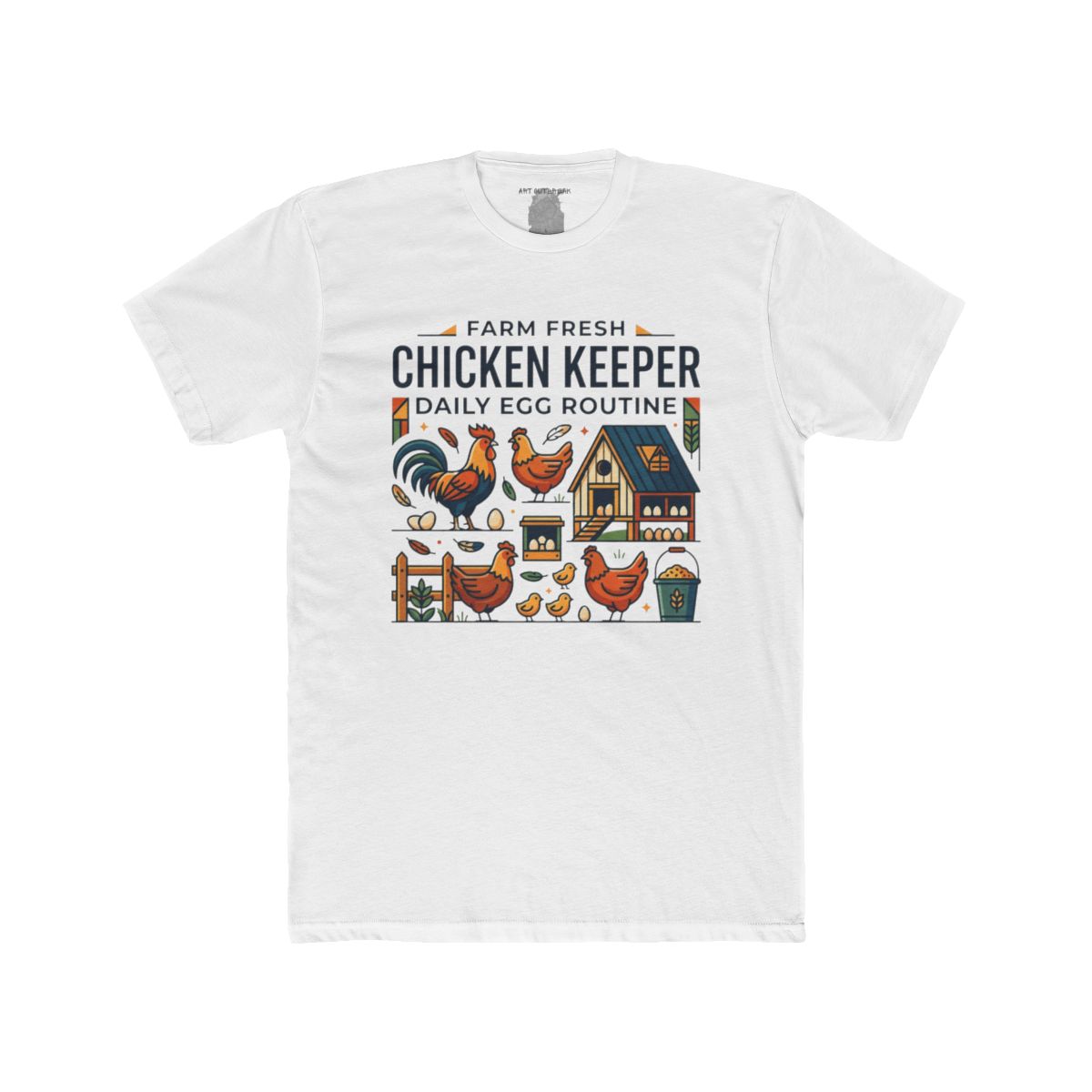 Farm Fresh Chicken Keeper Daily Egg Routine T-Shirt | Chicken Coop Illustration - Image 13