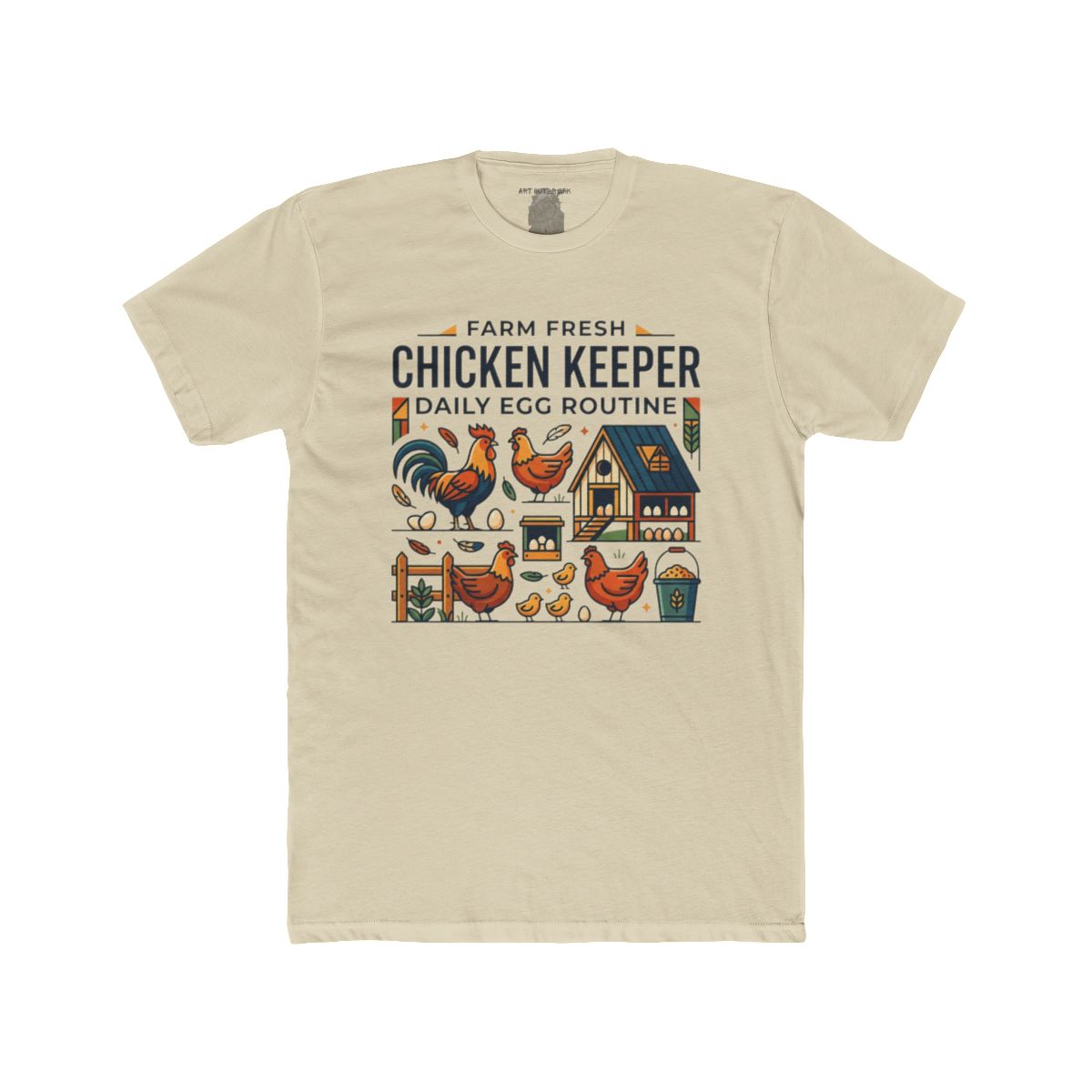 Farm Fresh Chicken Keeper Daily Egg Routine T-Shirt | Chicken Coop Illustration - Image 4