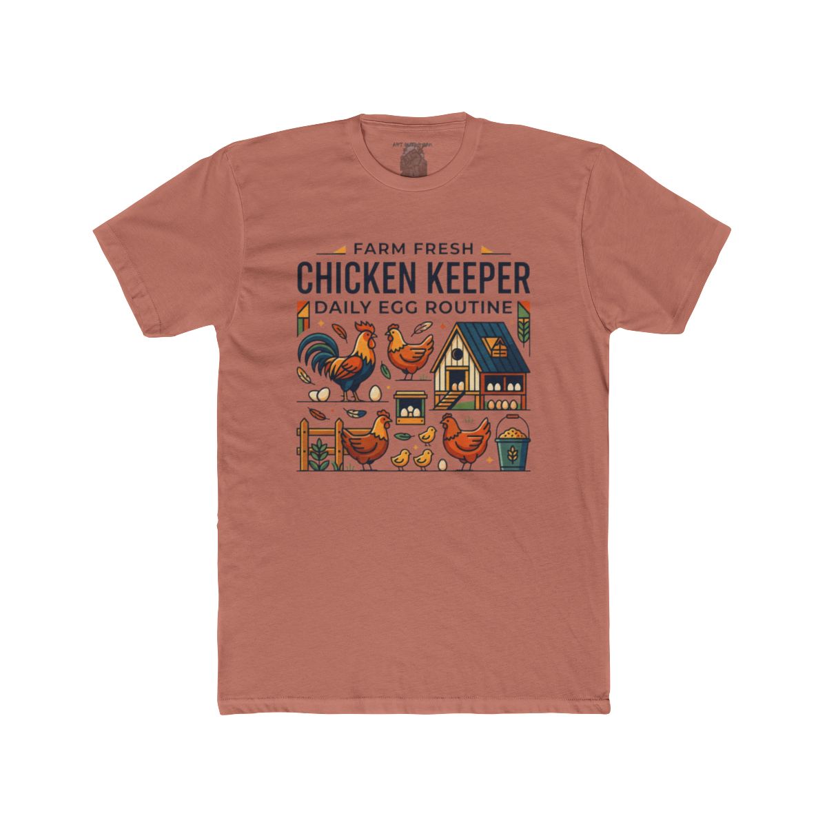 Farm Fresh Chicken Keeper Daily Egg Routine T-Shirt | Chicken Coop Illustration - Image 5