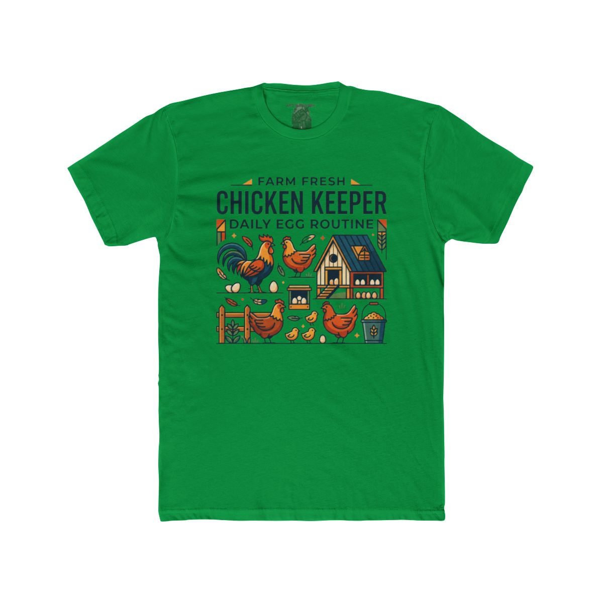 Farm Fresh Chicken Keeper Daily Egg Routine T-Shirt | Chicken Coop Illustration - Image 6