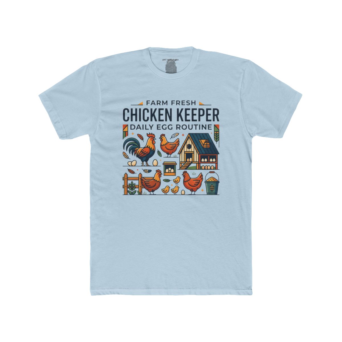 Farm Fresh Chicken Keeper Daily Egg Routine T-Shirt | Chicken Coop Illustration - Image 7