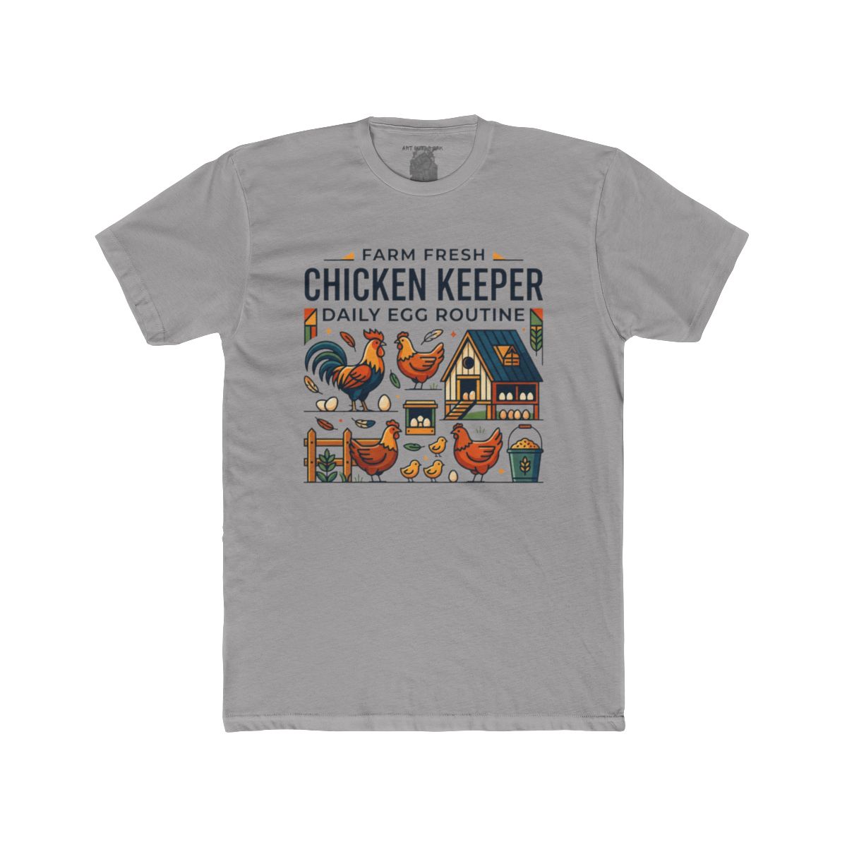 Farm Fresh Chicken Keeper Daily Egg Routine T-Shirt | Chicken Coop Illustration - Image 8