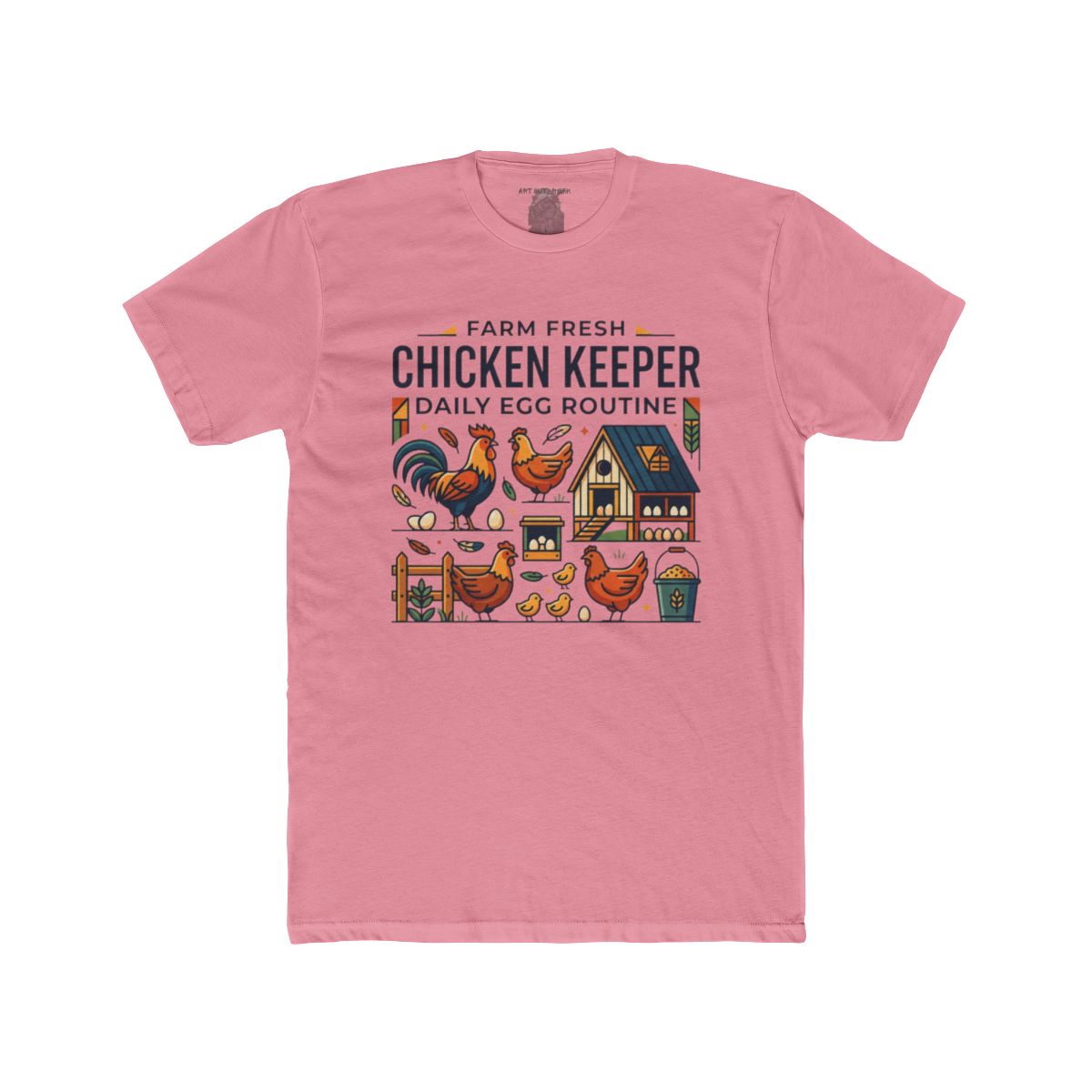 Farm Fresh Chicken Keeper Daily Egg Routine T-Shirt | Chicken Coop Illustration - Image 9