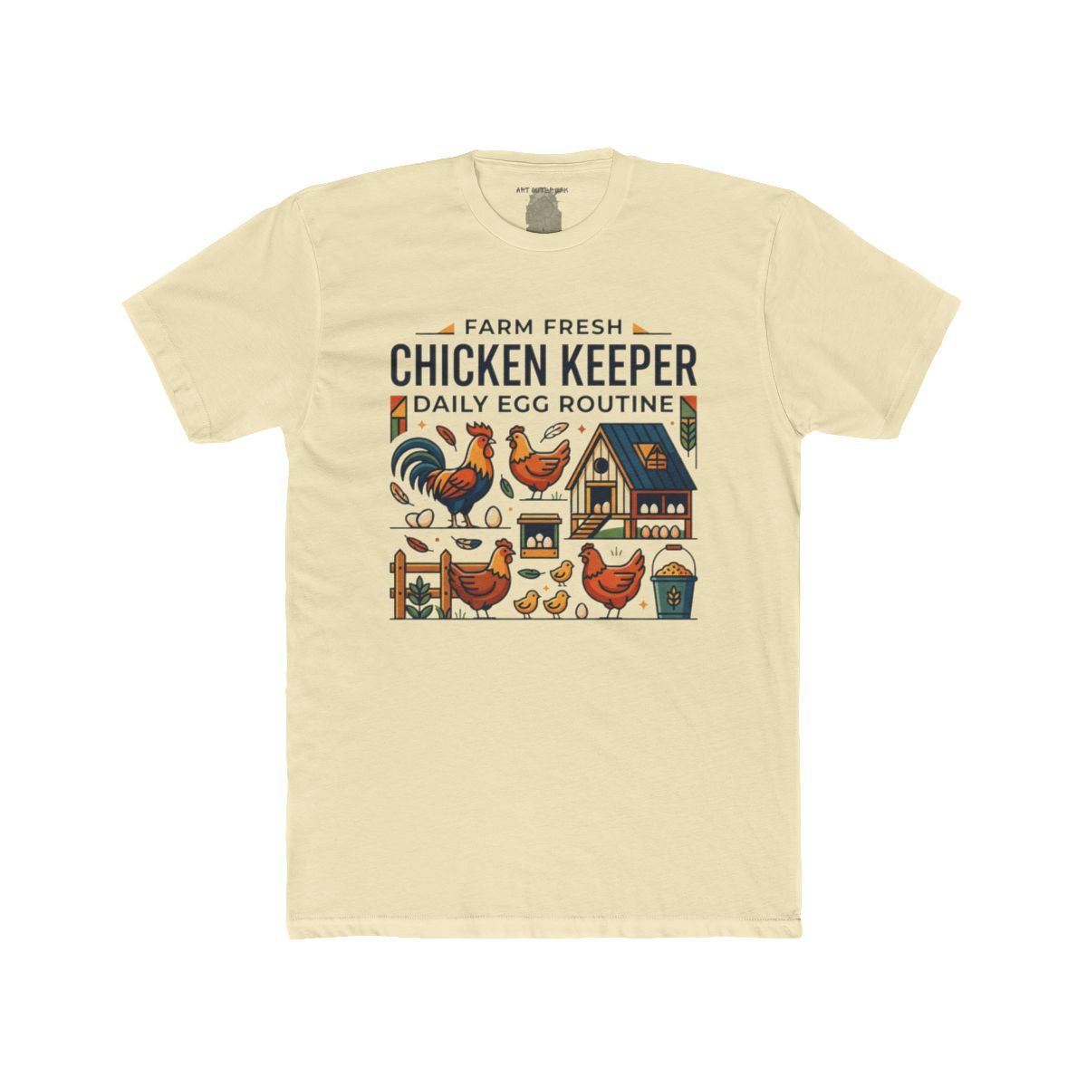Farm Fresh Chicken Keeper Daily Egg Routine T-Shirt | Chicken Coop Illustration - Image 10