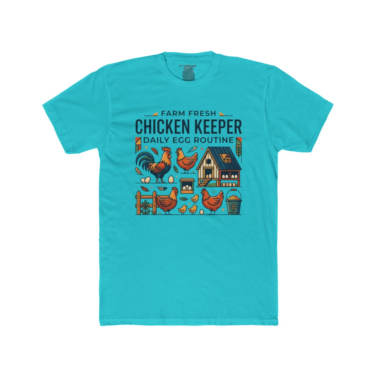 Farm Fresh Chicken Keeper Daily Egg Routine T-Shirt | Chicken Coop Illustration - Image 11