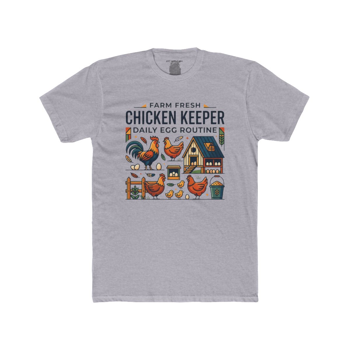 Farm Fresh Chicken Keeper Daily Egg Routine T-Shirt | Chicken Coop Illustration - Image 2