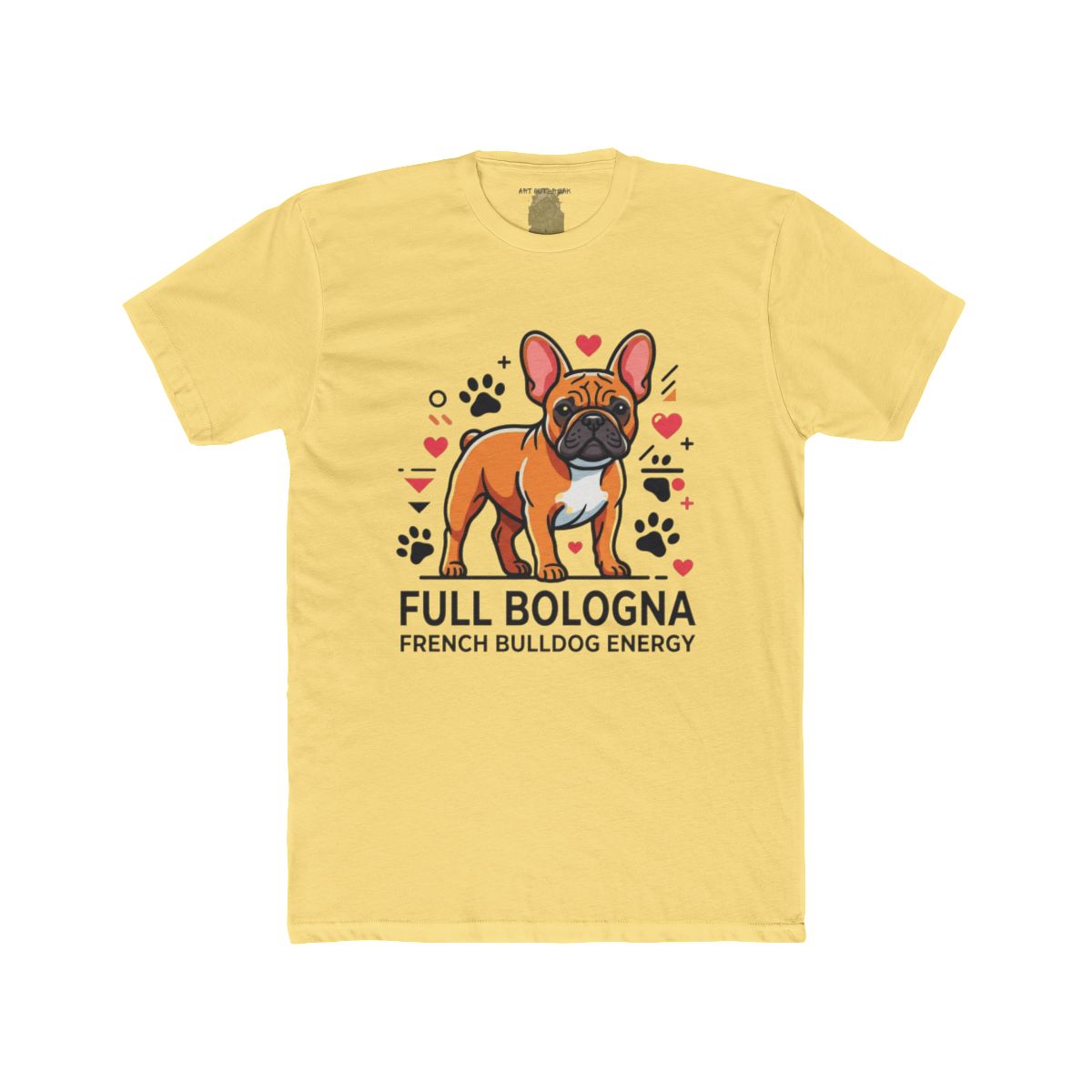 Full Bologna French Bulldog Energy Tee | Frenchie Illustration, Paw Prints, Hearts - Image 3