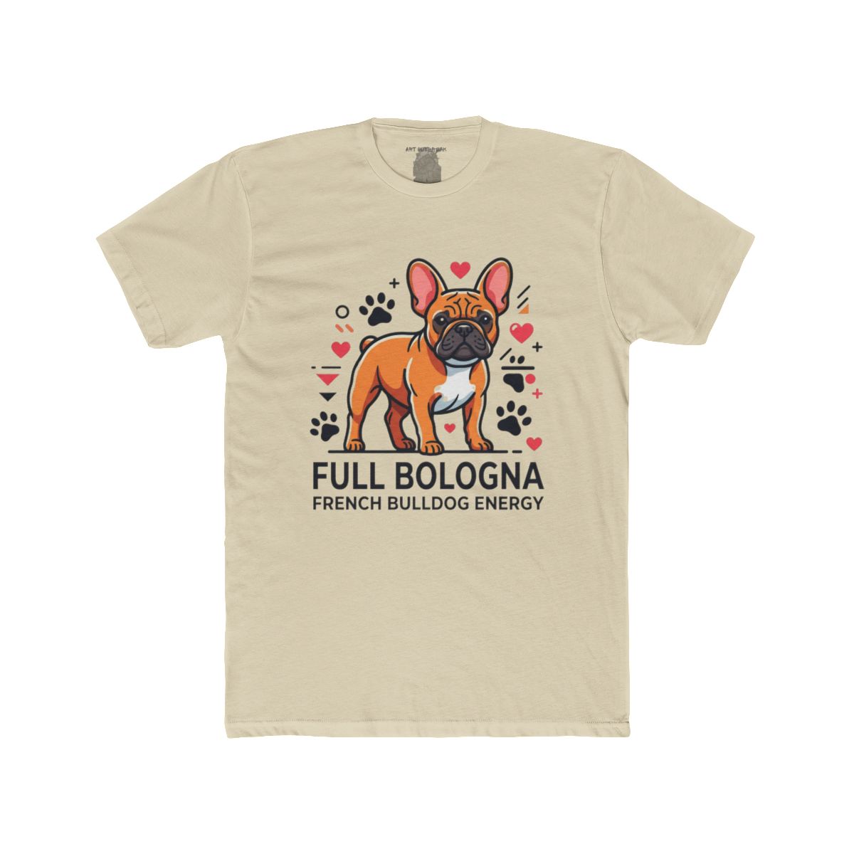 Full Bologna French Bulldog Energy Tee | Frenchie Illustration, Paw Prints, Hearts - Image 4