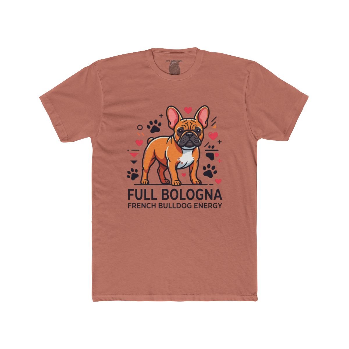 Full Bologna French Bulldog Energy Tee | Frenchie Illustration, Paw Prints, Hearts - Image 5