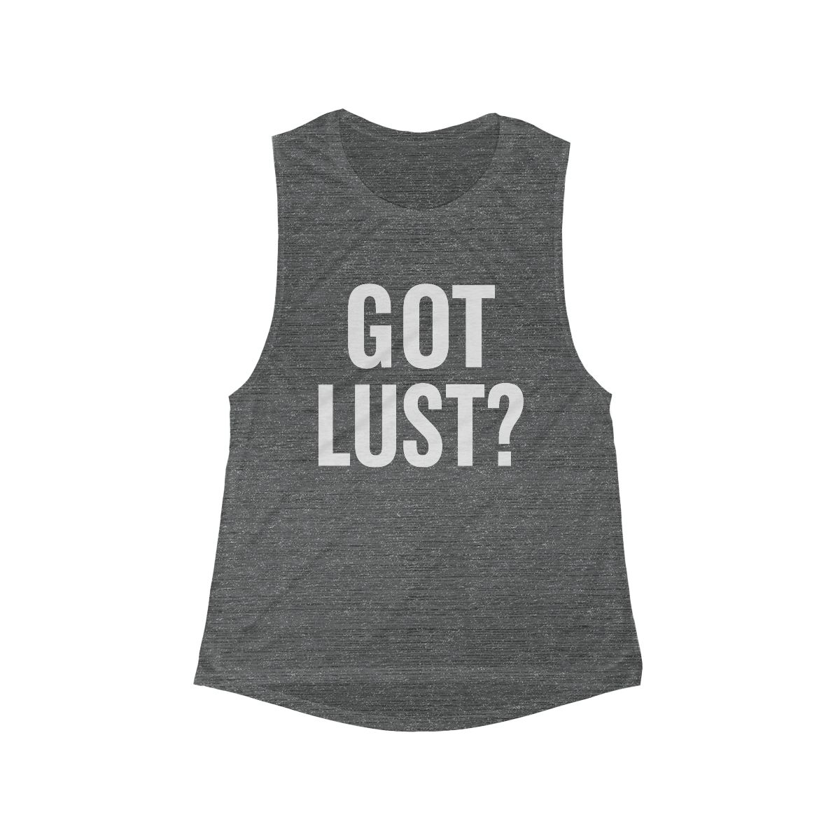 GOT LUST? Flowy Scoop Tank | Graphic Text Muscle Tank, Black Scoop Neck - Image 2