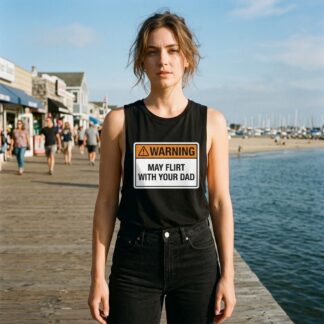 Warning May Flirt With Your Dad Flowy Scoop Tank Top lifestyle photo