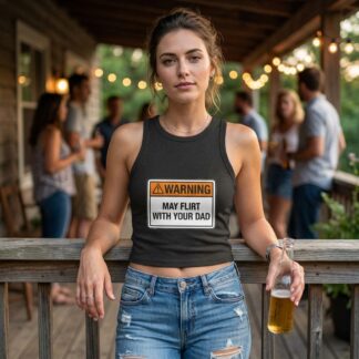 Warning May Flirt With Your Dad racerback tank top lifestyle photo