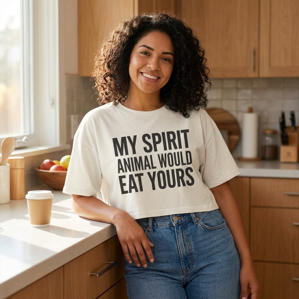 My Spirit Animal Would Eat Yours crop tee lifestyle photo