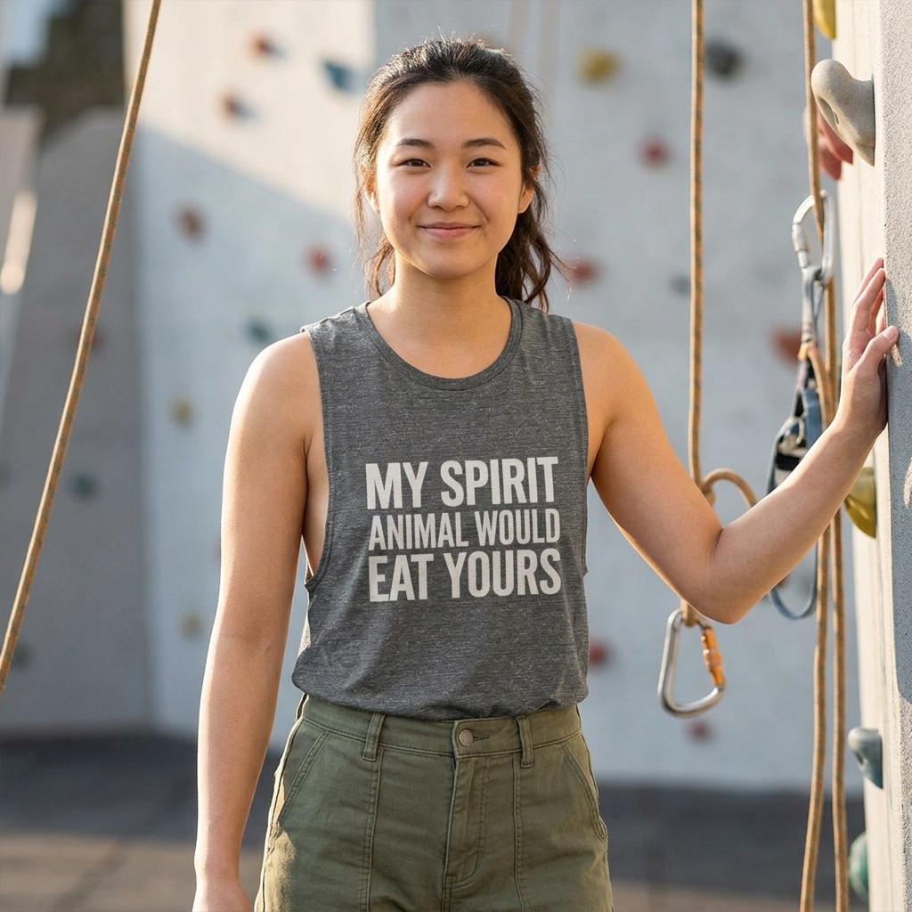 My Spirit Animal Would Eat Yours flowy scoop tank top lifestyle photo