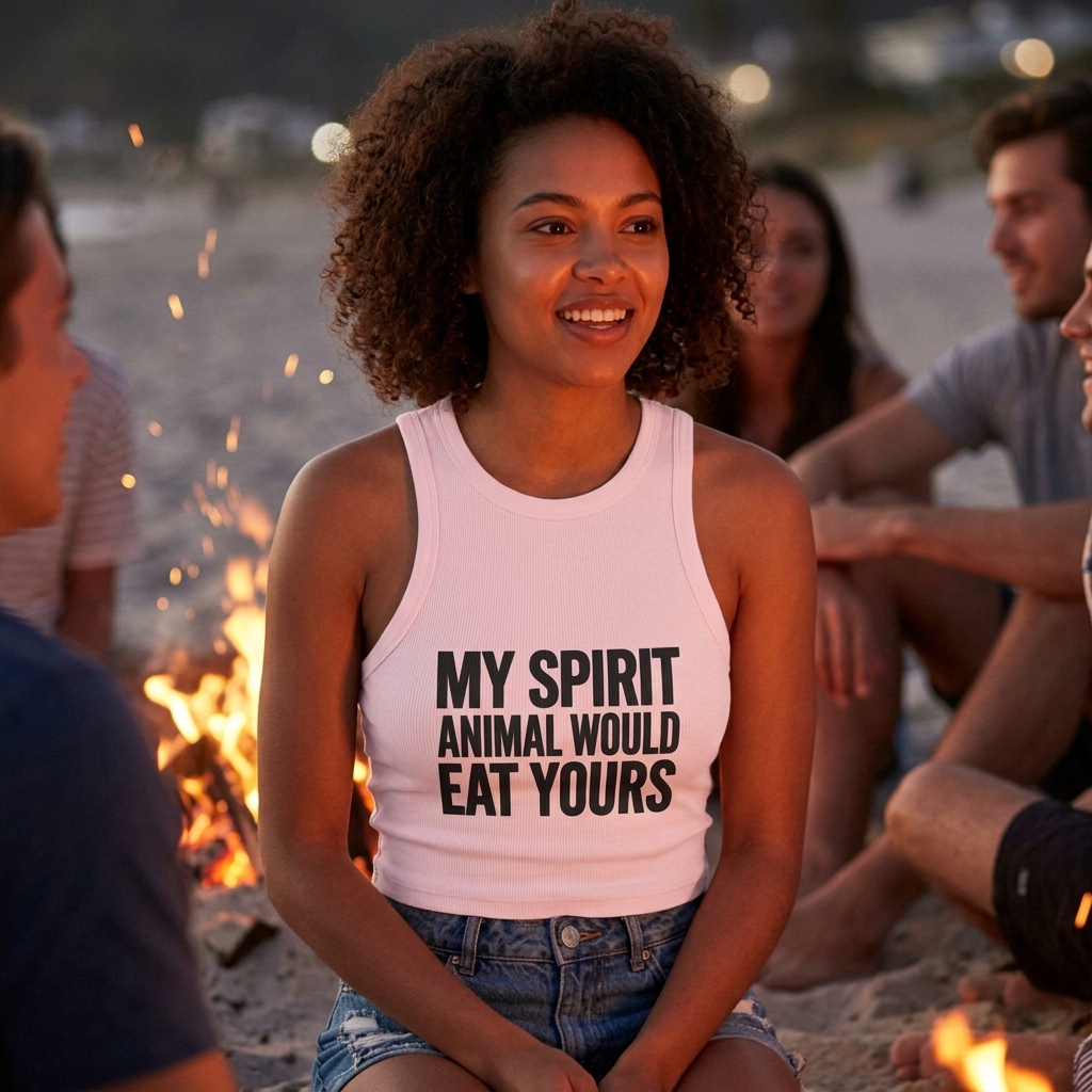 My Spirit Animal Would Eat Yours racerback tank top | Funny Slogan Crop Tank