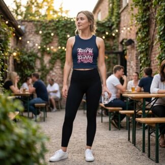 Buck Fuddy Script Racer Tank lifestyle photo