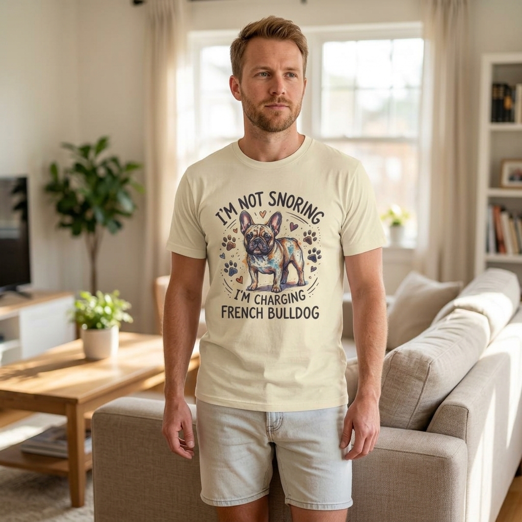 I’m Not Snoring I’m Charging French Bulldog T-Shirt | Frenchie Paw Print Design