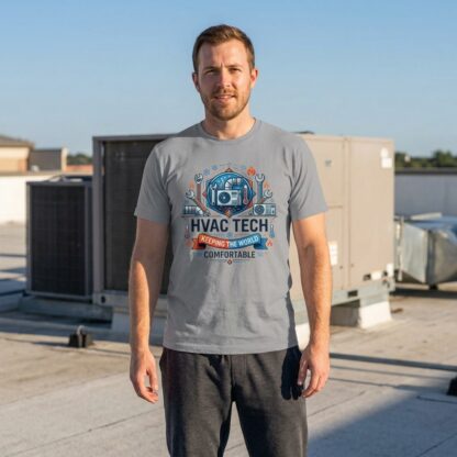 HVAC Tech logo tee lifestyle photo
