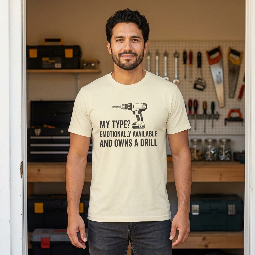 Emotionally Available and Owns a Drill Tee | Funny Drill Shirt