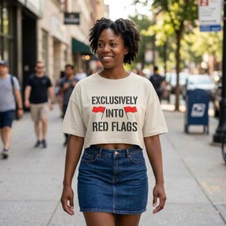 Exclusively Into Red Flags Crop Tee lifestyle photo