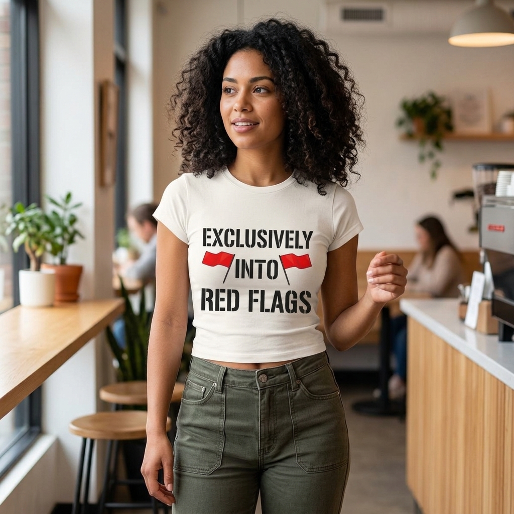 Exclusively Into Red Flags Tee | Crop Top T-Shirt