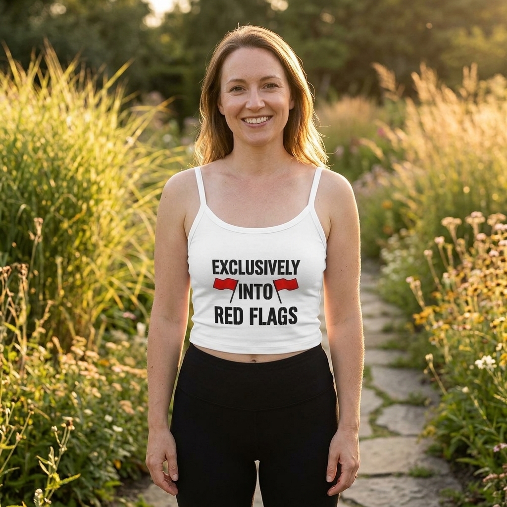 Exclusively Into Red Flags Tank Top | Red Flag Graphic Crop Tank