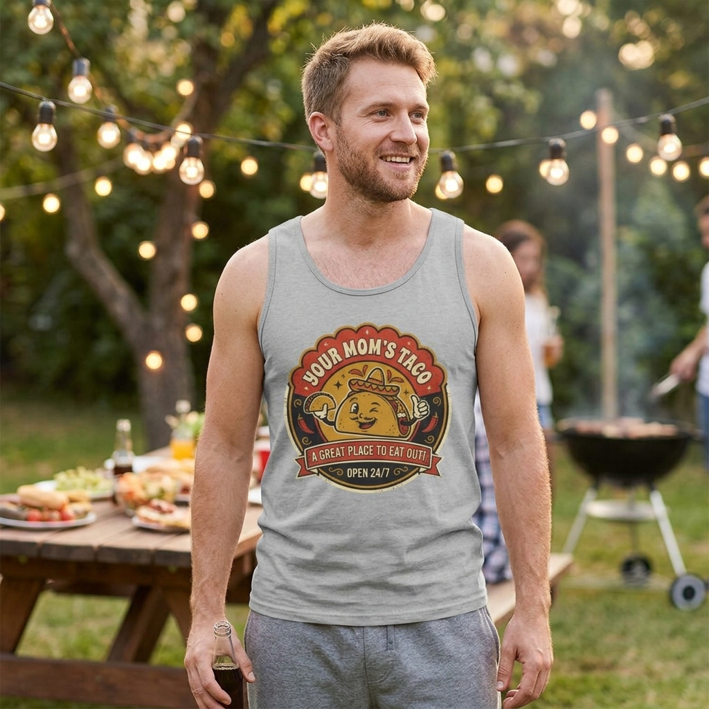 Your Mom’s Taco logo tank top | Taco Mascot Tank