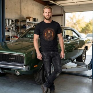 V-8 Engine Cathedral of Fire Tee lifestyle photo