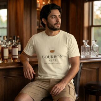 Bourbon Neat and Uncomplicated tee lifestyle photo