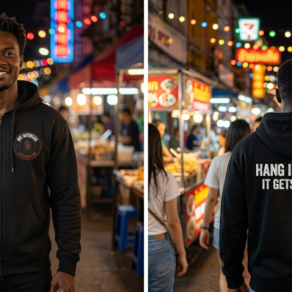 Hang In There It Gets Worse Full Zip Hoodie lifestyle photo