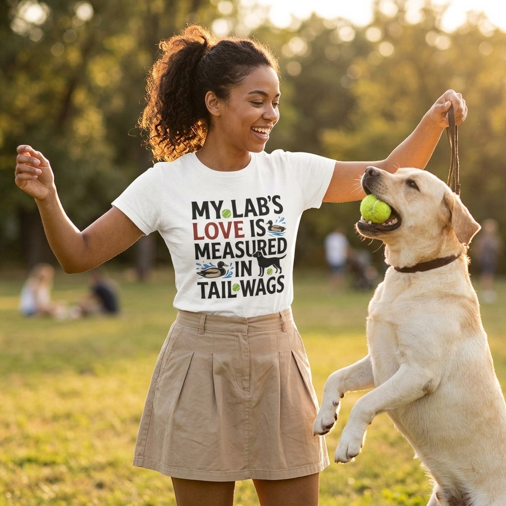 My Lab’s Love Is Measured in Tail Wags T-Shirt | Labrador Dog Lover Tee