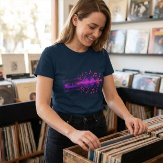Retro Cassette Tape with Neon Music Notes Tee lifestyle photo