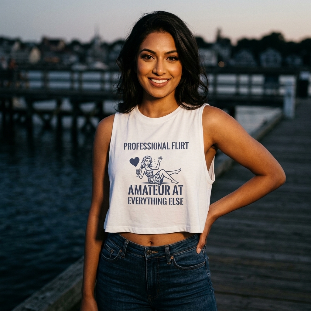 Professional Flirt graphic Women’s Crop Top | Retro Pinup, Funny Text Tee