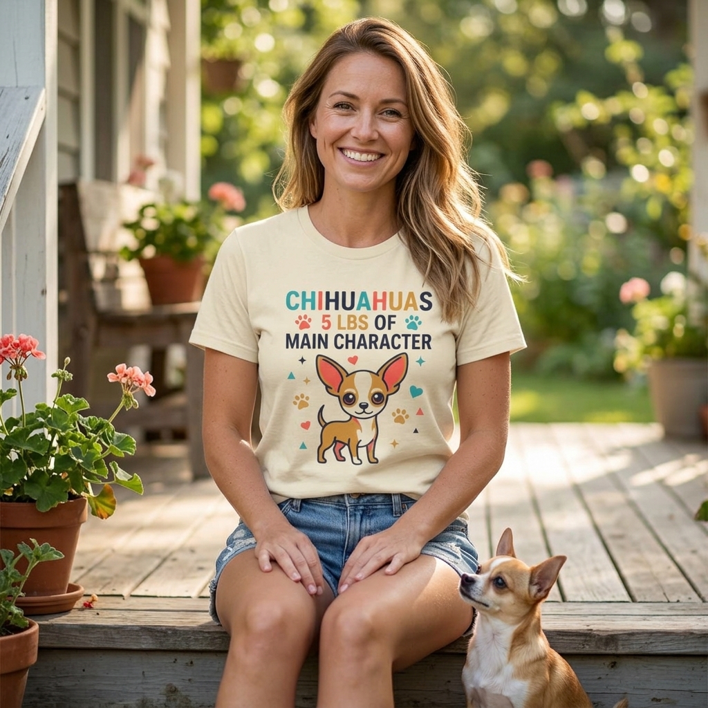 Chihuahua 5 lbs of Main Character Tee | Cute Dog Illustration