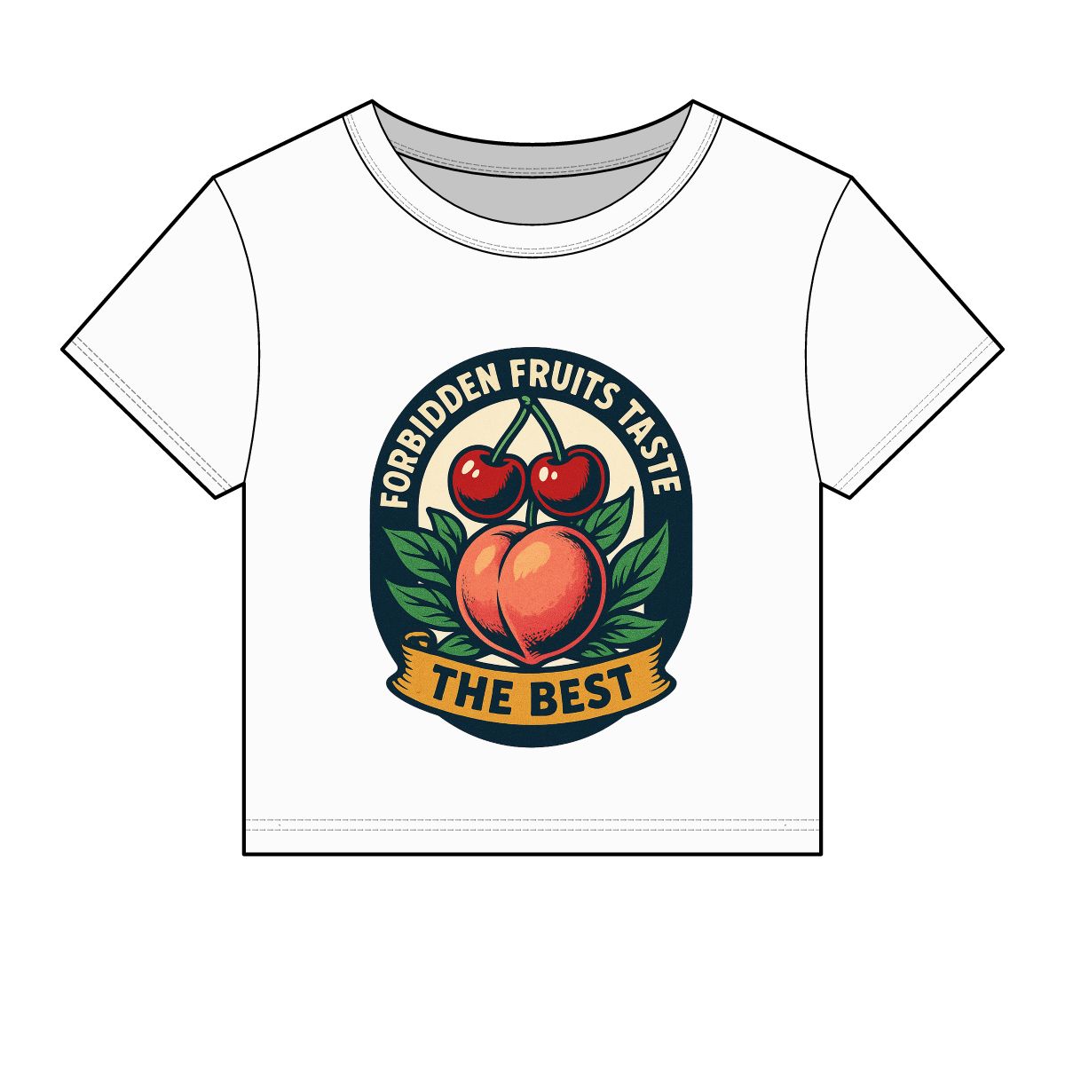 Forbidden Fruits peach and cherries baby tee | Crop Top - Image 2