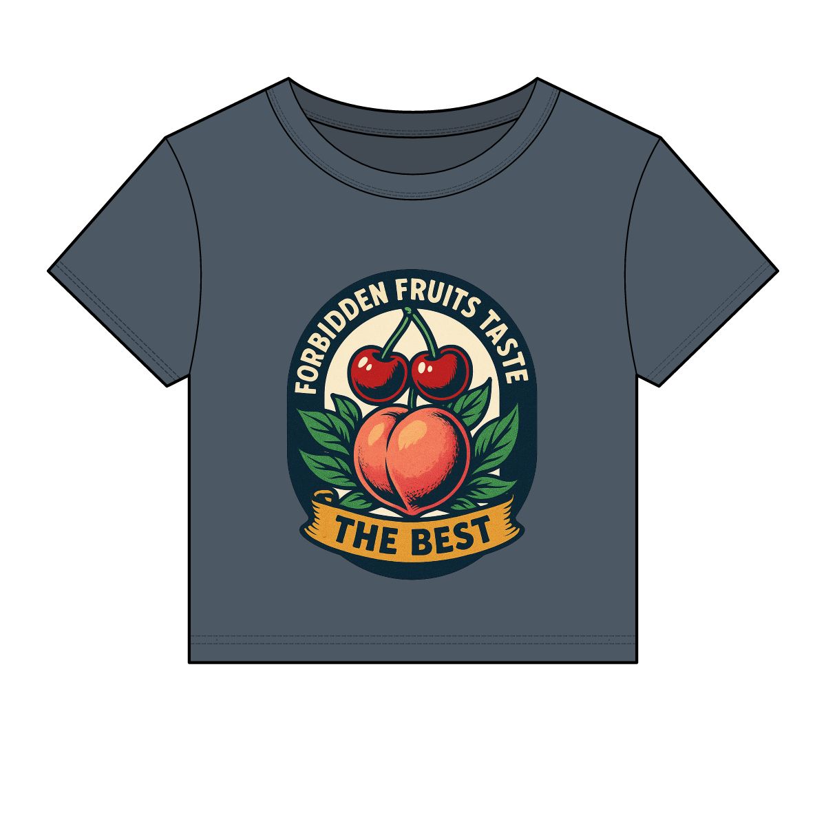 Forbidden Fruits peach and cherries baby tee | Crop Top - Image 3