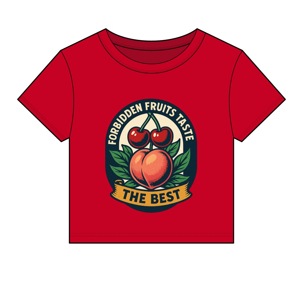 Forbidden Fruits peach and cherries baby tee | Crop Top - Image 4