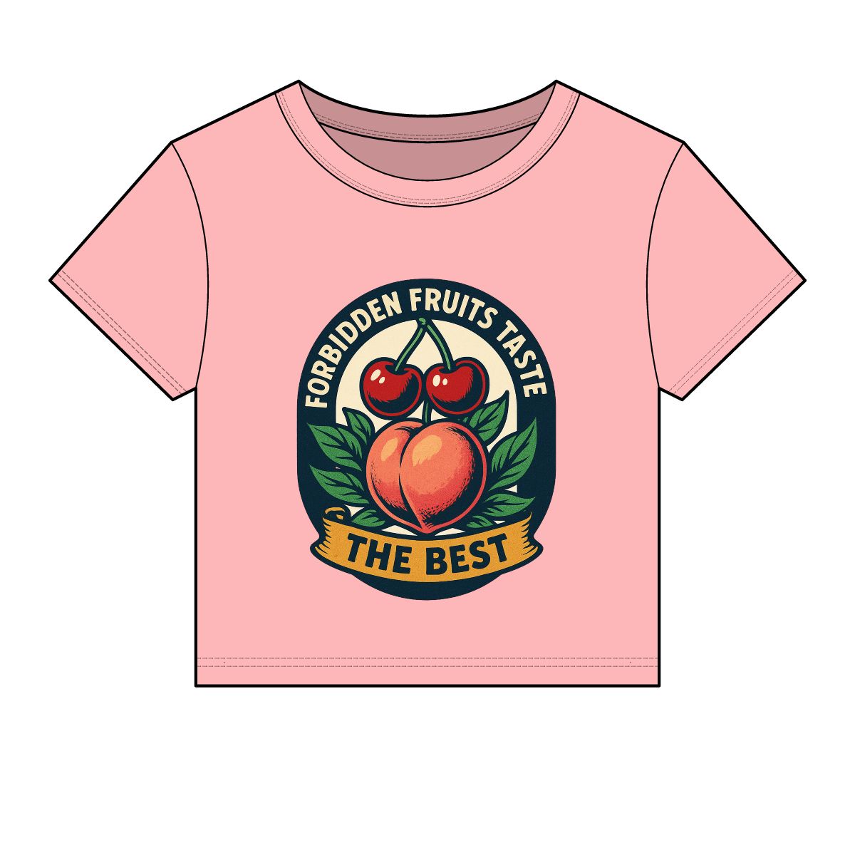 Forbidden Fruits peach and cherries baby tee | Crop Top - Image 5