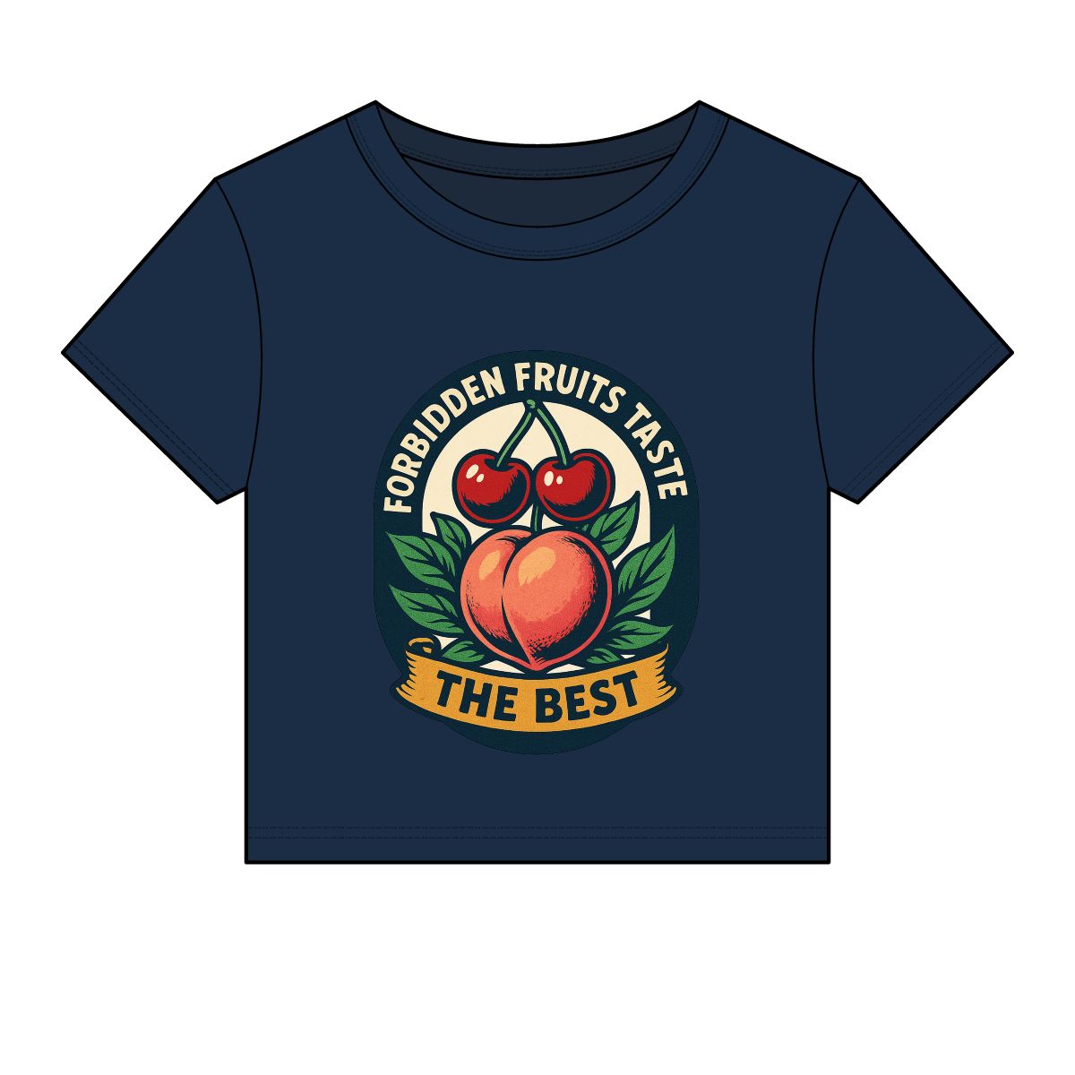 Forbidden Fruits peach and cherries baby tee | Crop Top - Image 6