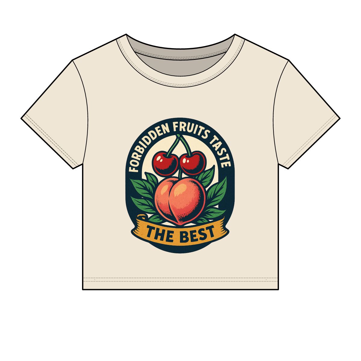 Forbidden Fruits peach and cherries baby tee | Crop Top - Image 7