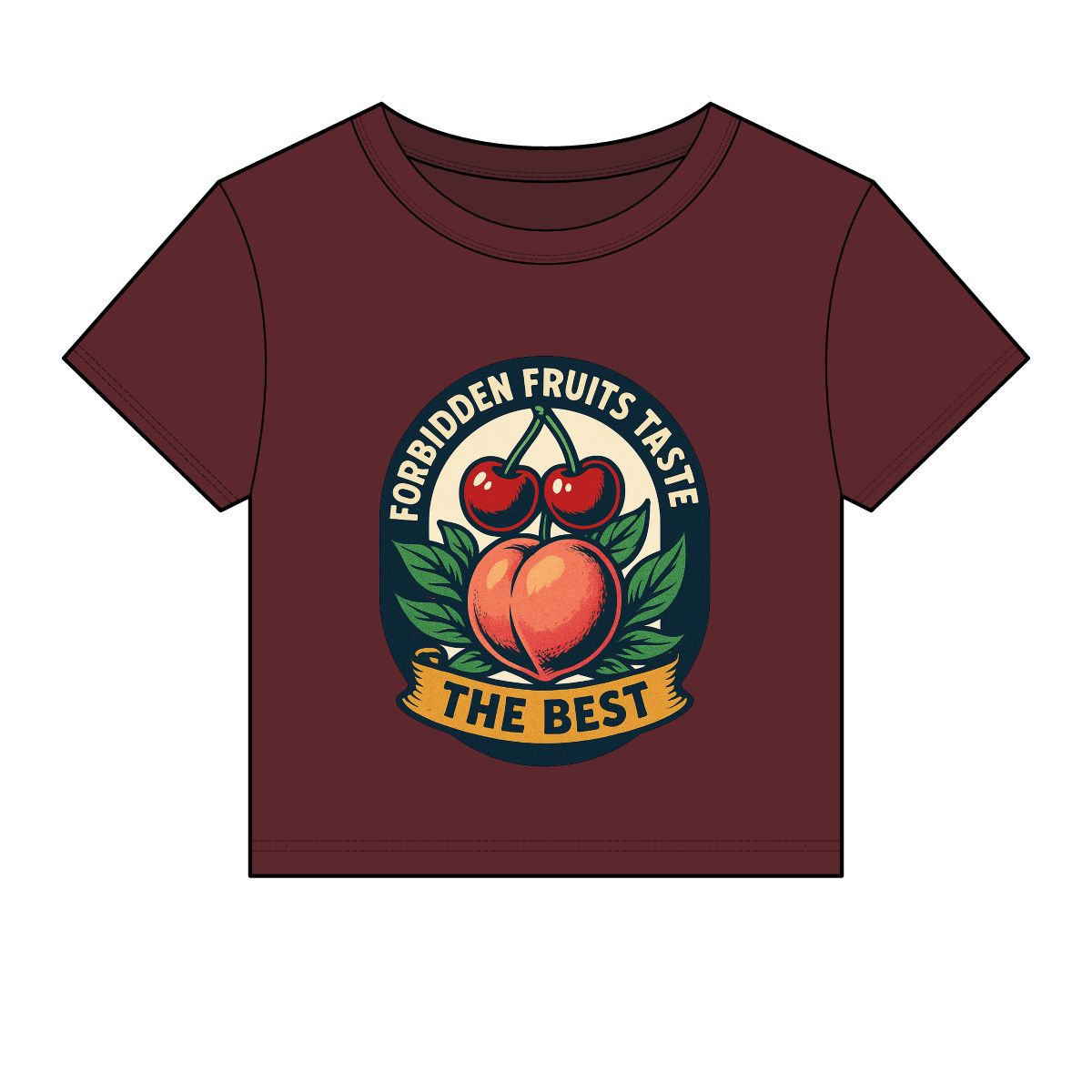 Forbidden Fruits peach and cherries baby tee | Crop Top - Image 8