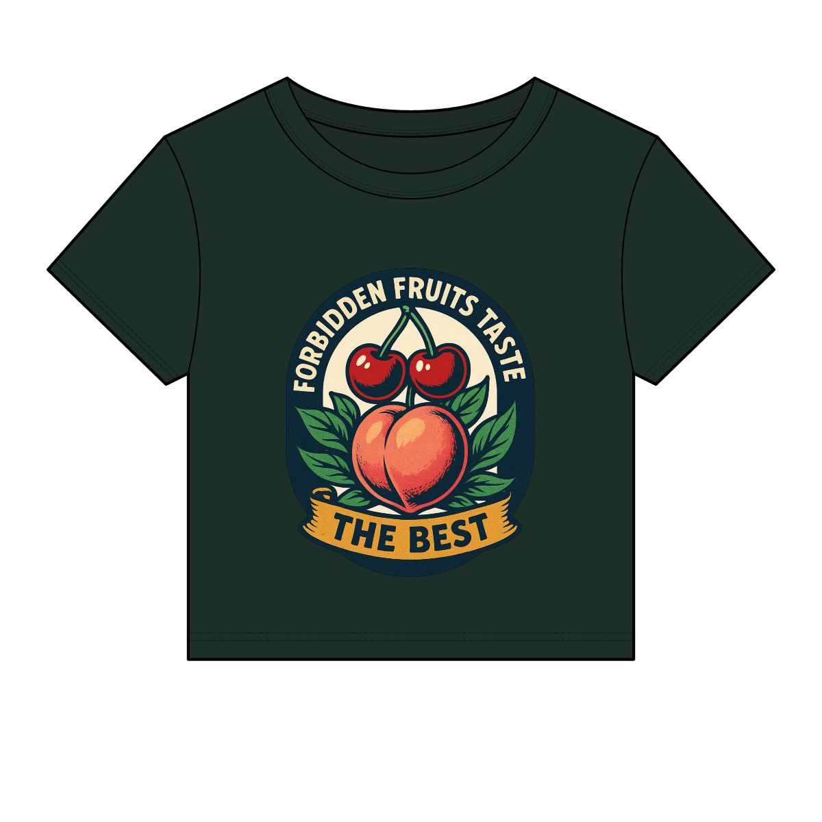Forbidden Fruits peach and cherries baby tee | Crop Top - Image 9