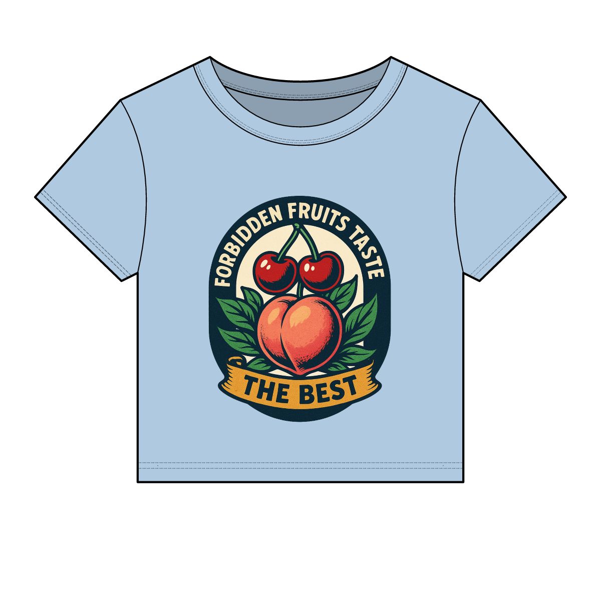 Forbidden Fruits peach and cherries baby tee | Crop Top - Image 12